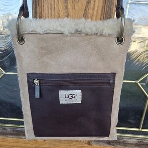 UGG Shearling Suede Crossbody Bag in Chestnut NWT